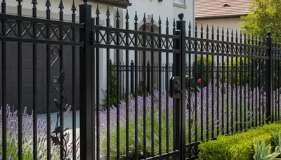 Black ornamental metal fence installation by Chop Chop Landscaping in Glendale, AZ