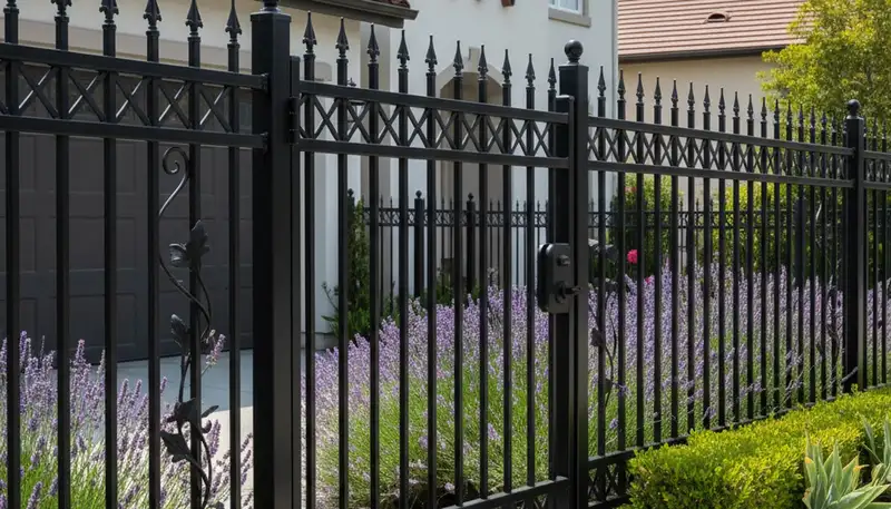 Black ornamental metal fence installation by Chop Chop Landscaping in Glendale, AZ