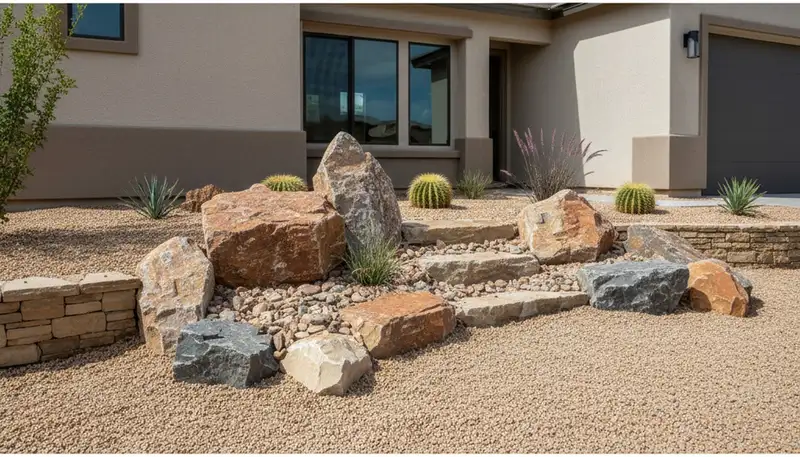 Decorative rock and boulder desertscape by Chop Chop Landscaping in Glendale, AZ