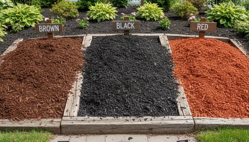 Brown, black, and red mulch color options for Glendale, AZ landscaping projects by Chop Chop Landscaping