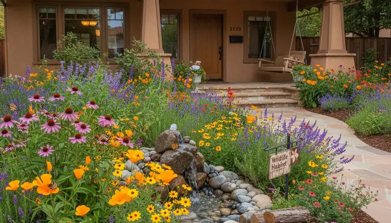 Pollinator-friendly native garden design with butterfly plants by organic landscapers in Glendale, AZ